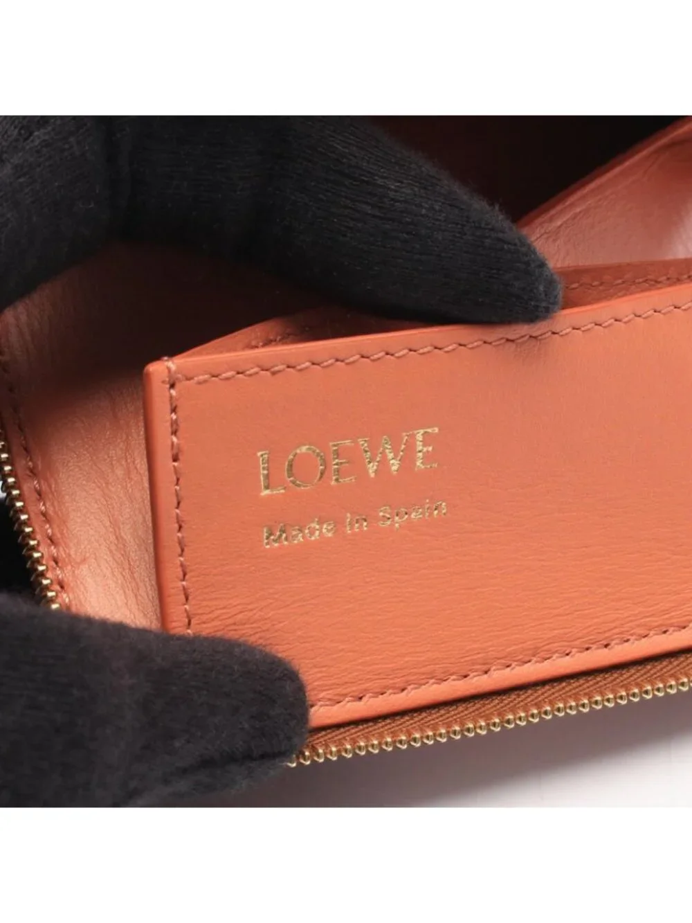 Loewe Coin Purse Zip Brown Salmon Pink Leather